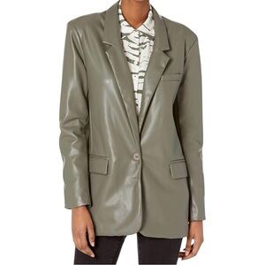 BB Dakota Blazer Womens S Small Vegan Leather Pockets Surplus Green NWT